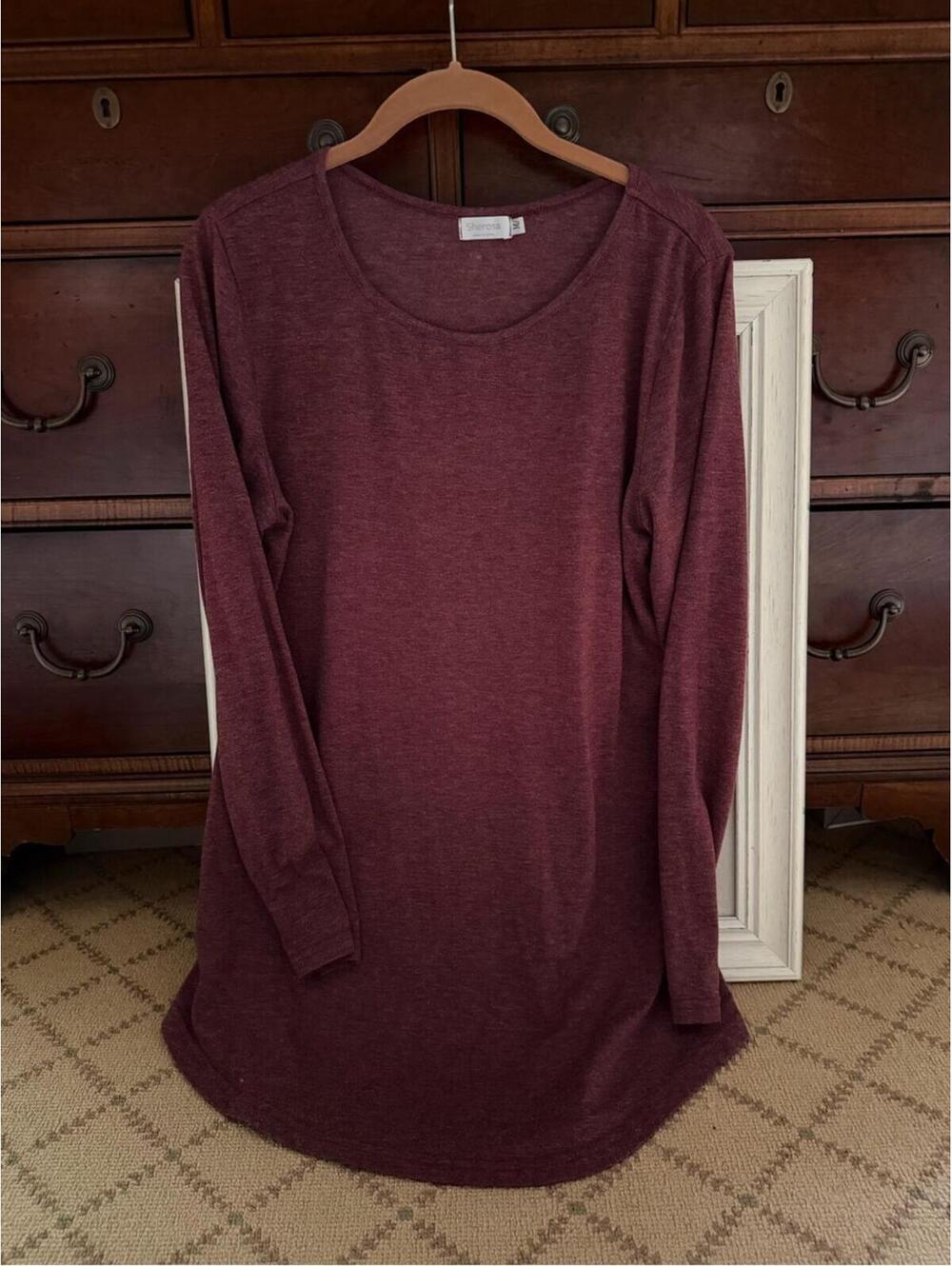 Sherosa Burgundy soft crew neck tunic M